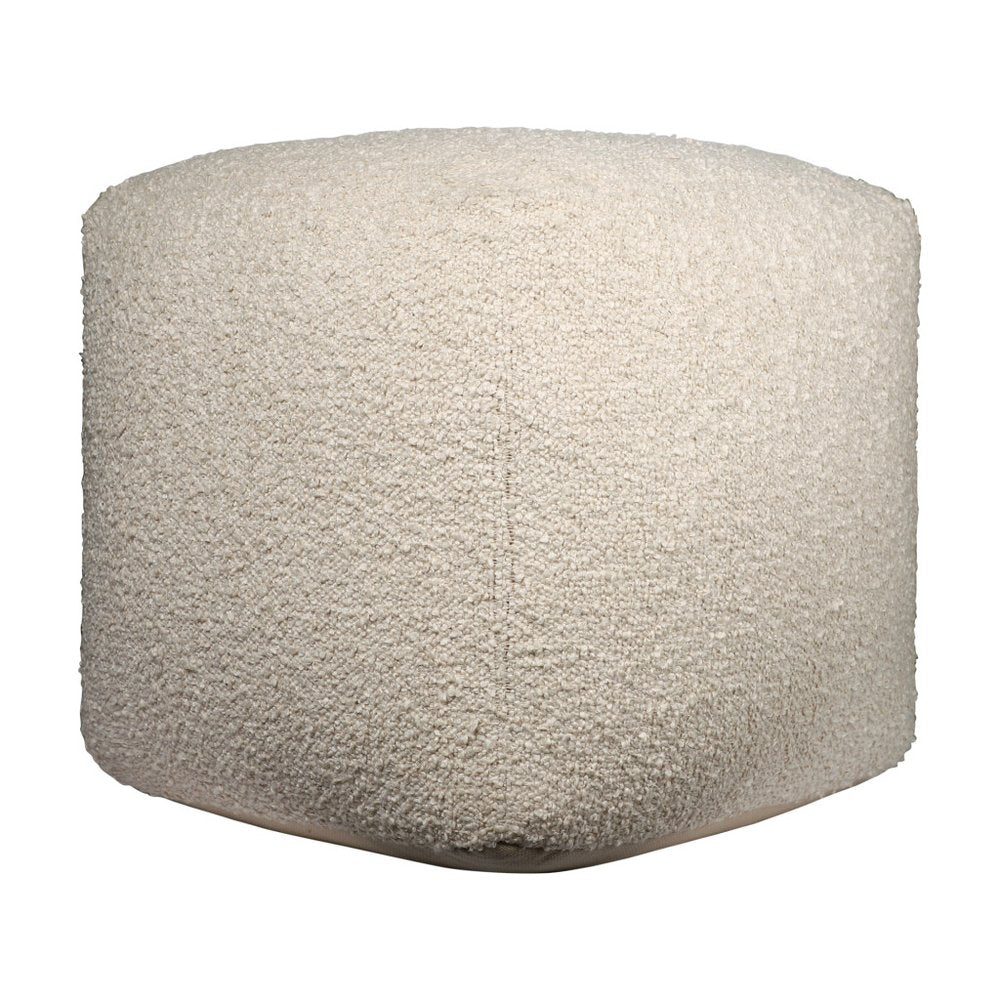 18" Ivory Polyester Cube Outdoor Pouf Ottoman
