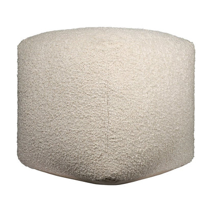18" Ivory Polyester Cube Outdoor Pouf Ottoman