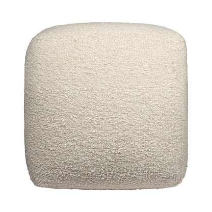 18" Ivory Polyester Cube Outdoor Pouf Ottoman