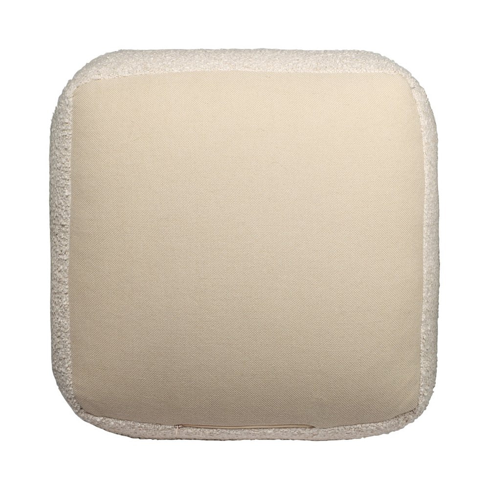 18" Ivory Polyester Cube Outdoor Pouf Ottoman
