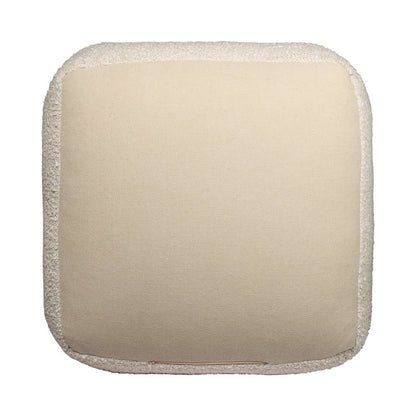 18" Ivory Polyester Cube Outdoor Pouf Ottoman