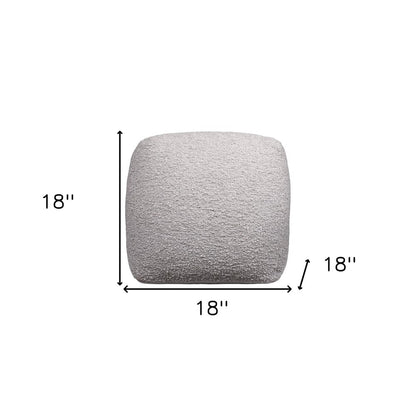 18" Ivory Polyester Cube Outdoor Pouf Ottoman