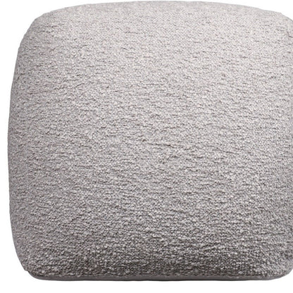 18" Ivory Polyester Cube Outdoor Pouf Ottoman
