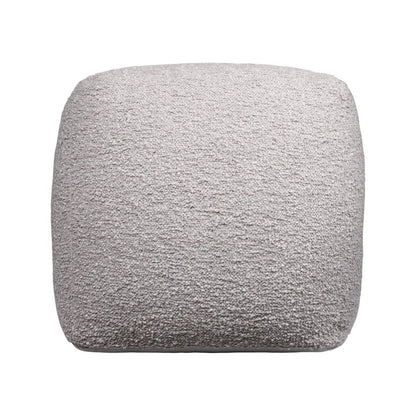 18" Ivory Polyester Cube Outdoor Pouf Ottoman