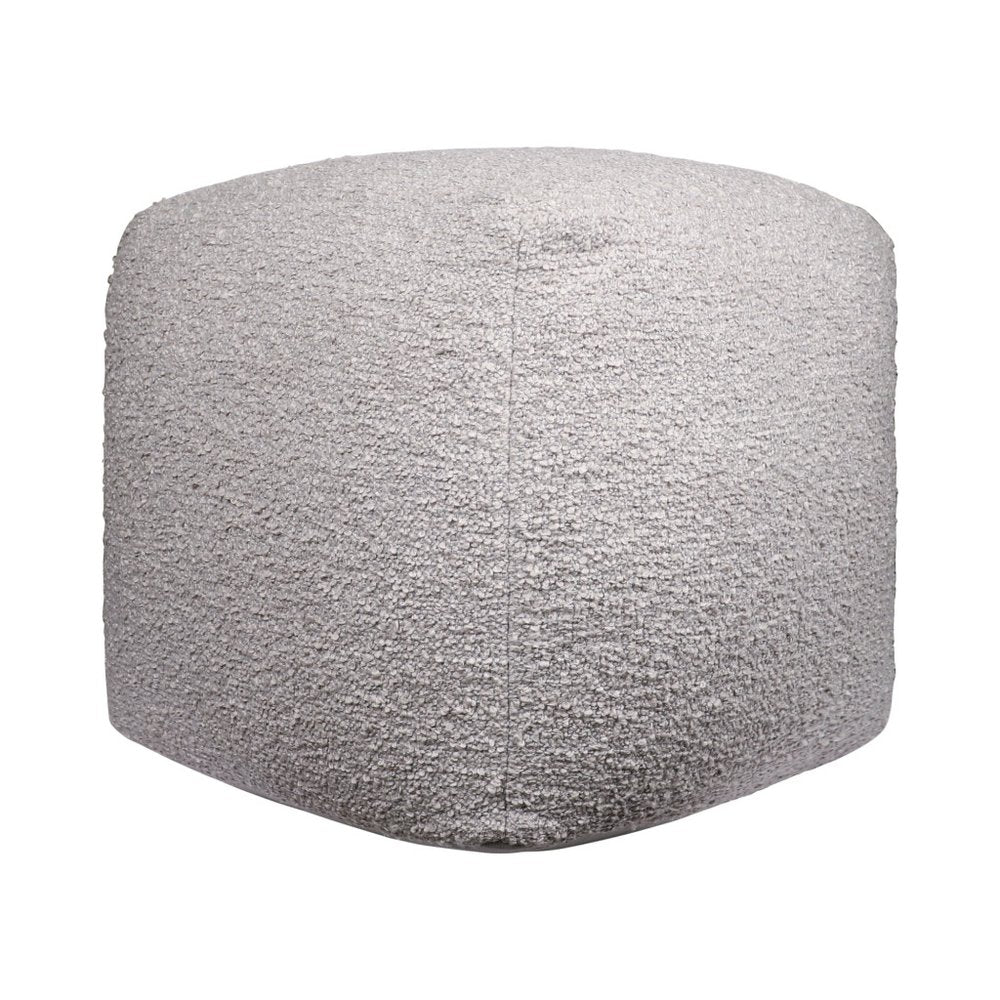 18" Ivory Polyester Cube Outdoor Pouf Ottoman