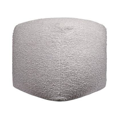 18" Ivory Polyester Cube Outdoor Pouf Ottoman