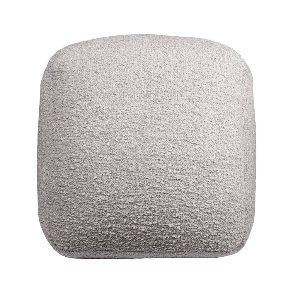 18" Ivory Polyester Cube Outdoor Pouf Ottoman