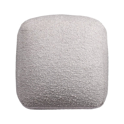18" Ivory Polyester Cube Outdoor Pouf Ottoman