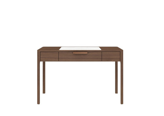 47" White and Brown Marble and Wood Computer Desk