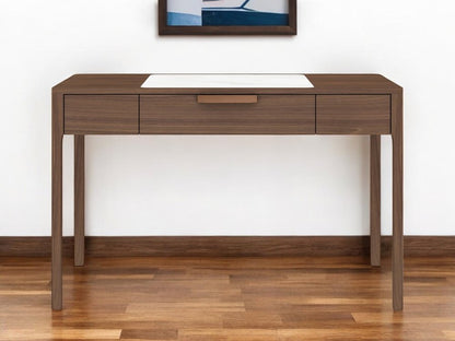 47" White and Brown Marble and Wood Computer Desk