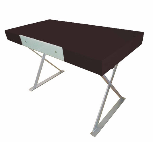 48" Espresso and Silver Wood and Metal Computer Desk