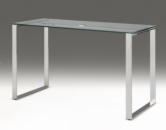 47" Clear and Silver Glass and Metal Computer Desk