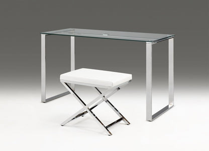 47" Clear and Silver Glass and Metal Computer Desk