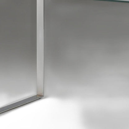 47" Clear and Silver Glass and Metal Computer Desk