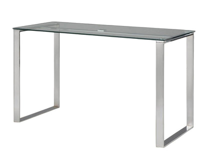 47" Clear and Silver Glass and Metal Computer Desk