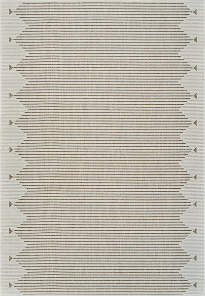3' X 5' Beige and Brown Geometric Distressed Indoor Outdoor Area Rug