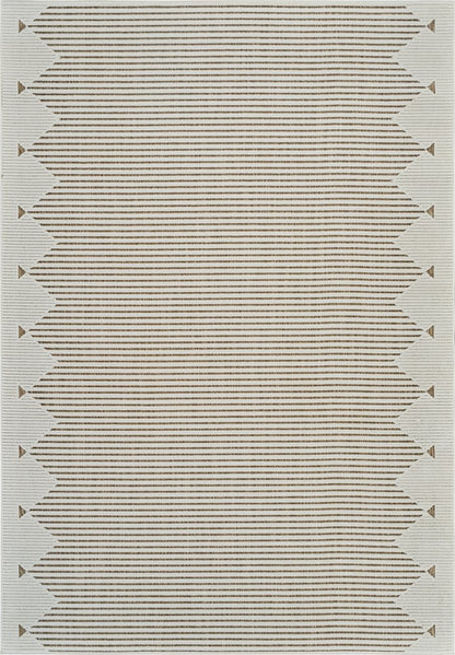 3' X 5' Beige and Brown Geometric Distressed Indoor Outdoor Area Rug