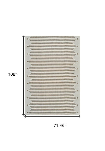3' X 5' Beige and Brown Geometric Distressed Indoor Outdoor Area Rug