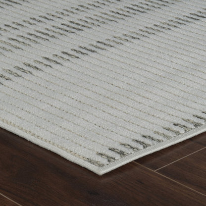 3' X 5' Cream and Beige Striped Distressed Indoor Outdoor Area Rug