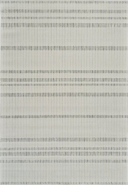 3' X 5' Cream and Beige Striped Distressed Indoor Outdoor Area Rug