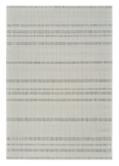 3' X 5' Cream and Beige Striped Distressed Indoor Outdoor Area Rug