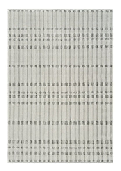 3' X 5' Cream and Beige Striped Distressed Indoor Outdoor Area Rug
