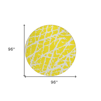 2' X 3' Yellow and White Abstract Washable Non Skid Indoor Outdoor Area Rug