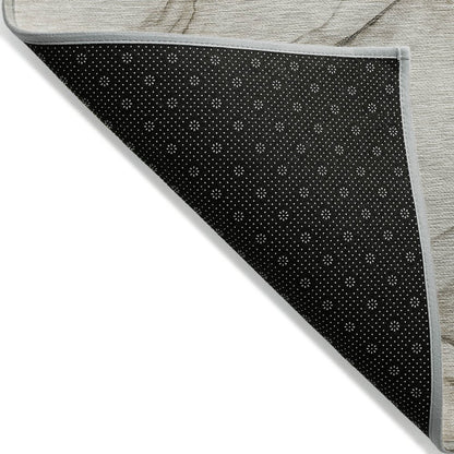 2' X 3' Beige and Gray Abstract Washable Non Skid Indoor Outdoor Area Rug