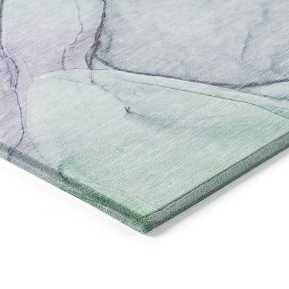 8' Runner Beige and Gray Abstract Washable Non Skid Indoor Outdoor Runner Rug