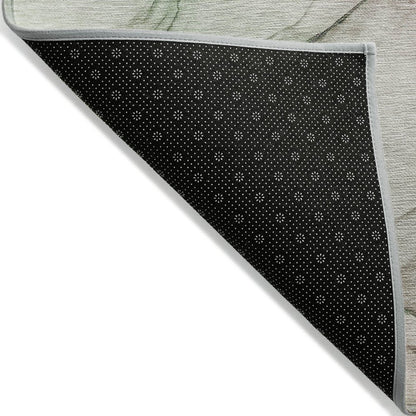 8' Runner Beige and Gray Abstract Washable Non Skid Indoor Outdoor Runner Rug