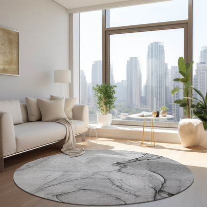 2' X 3' Gray Abstract Washable Non Skid Indoor Outdoor Area Rug
