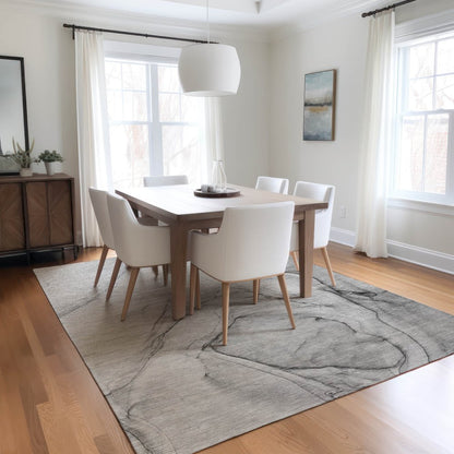 2' X 3' Gray Abstract Washable Non Skid Indoor Outdoor Area Rug