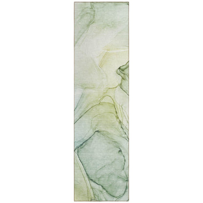 8' Runner Beige and Gray Abstract Washable Non Skid Indoor Outdoor Runner Rug
