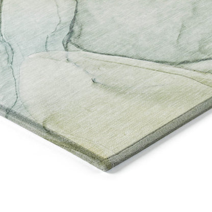 8' Runner Beige and Gray Abstract Washable Non Skid Indoor Outdoor Runner Rug