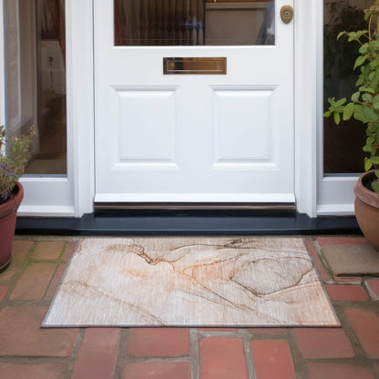 2' X 3' Gray and Orange Abstract Washable Non Skid Indoor Outdoor Area Rug
