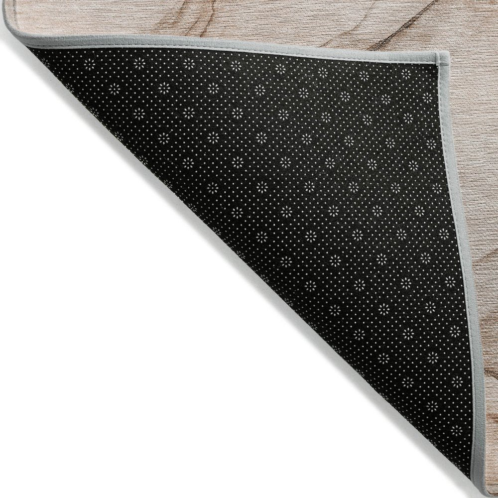 8' Runner Beige and Gray Abstract Washable Non Skid Indoor Outdoor Runner Rug