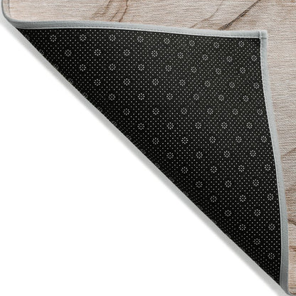 8' Runner Beige and Gray Abstract Washable Non Skid Indoor Outdoor Runner Rug