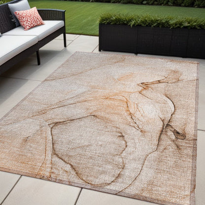 2' X 3' Gray and Orange Abstract Washable Non Skid Indoor Outdoor Area Rug