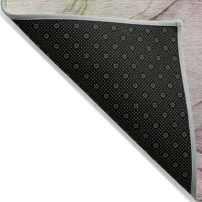 8' Runner Beige and Gray Abstract Washable Non Skid Indoor Outdoor Runner Rug
