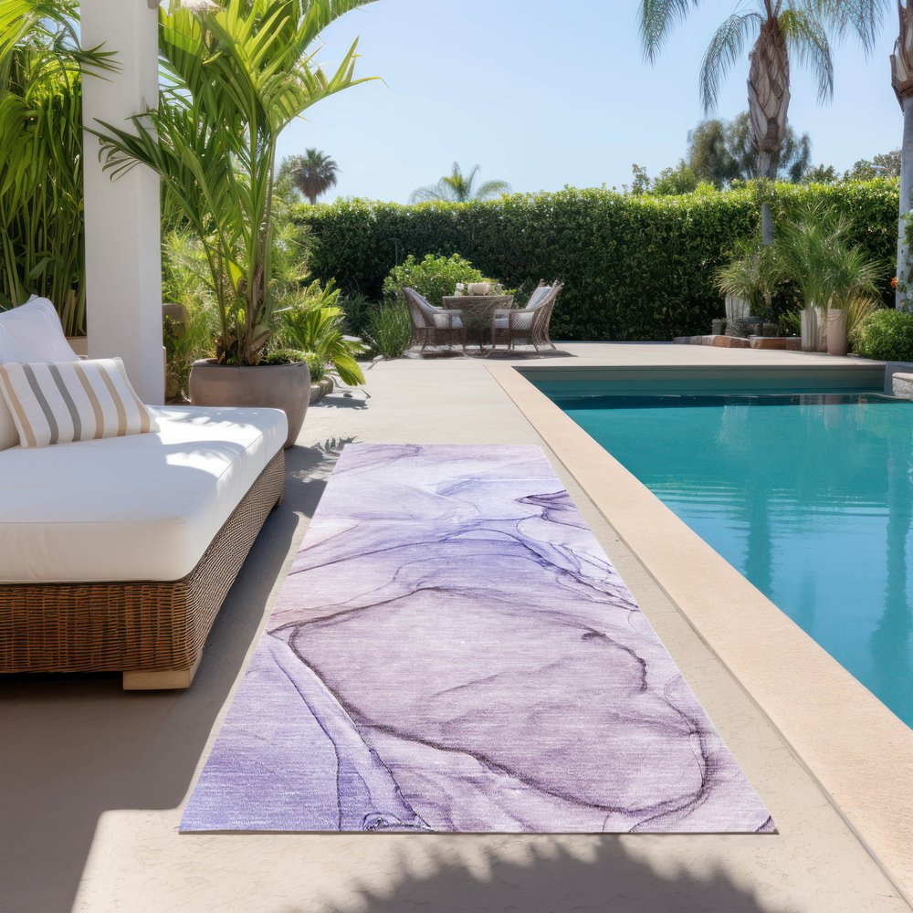 8' Runner Beige and Gray Abstract Washable Non Skid Indoor Outdoor Runner Rug
