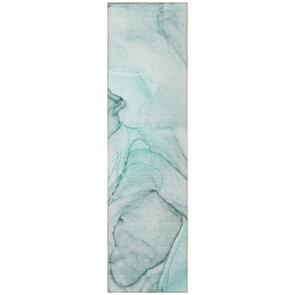 8' Runner Beige and Gray Abstract Washable Non Skid Indoor Outdoor Runner Rug