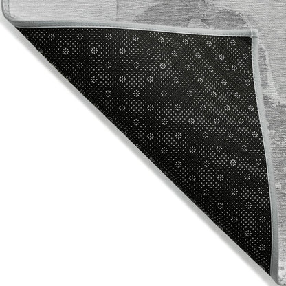 5' X 8' Gray and Ivory Abstract Washable Non Skid Indoor Outdoor Area Rug