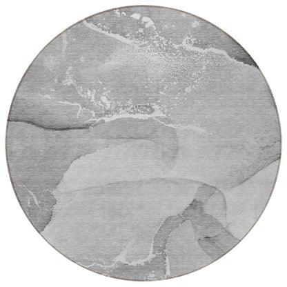 5' X 8' Gray and Ivory Abstract Washable Non Skid Indoor Outdoor Area Rug