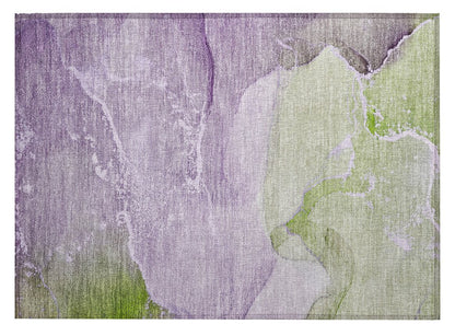 2' X 3' Purple Abstract Washable Non Skid Indoor Outdoor Area Rug