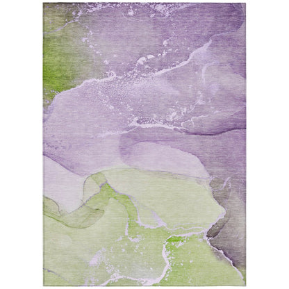 2' X 3' Purple Abstract Washable Non Skid Indoor Outdoor Area Rug