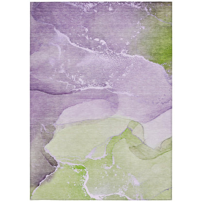 2' X 3' Purple Abstract Washable Non Skid Indoor Outdoor Area Rug