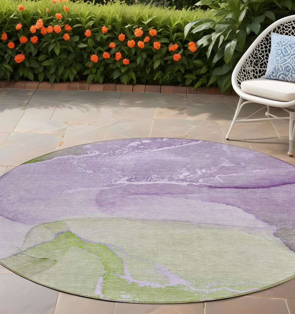 2' X 3' Purple Abstract Washable Non Skid Indoor Outdoor Area Rug