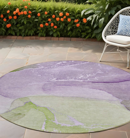 2' X 3' Purple Abstract Washable Non Skid Indoor Outdoor Area Rug