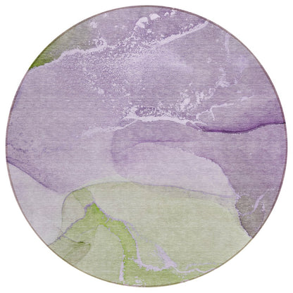 2' X 3' Purple Abstract Washable Non Skid Indoor Outdoor Area Rug
