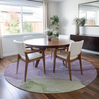 2' X 3' Purple Abstract Washable Non Skid Indoor Outdoor Area Rug